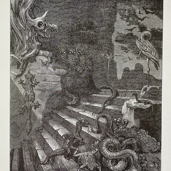 Dore, Four Beasts, Fear-Fortress, Illustration, Print, Bookplate ~ 240707-WH 292 - Picture 3 of 4